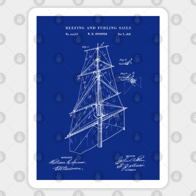 Sailing Ship Sail Patent 1878 Sticker by MadebyDesign